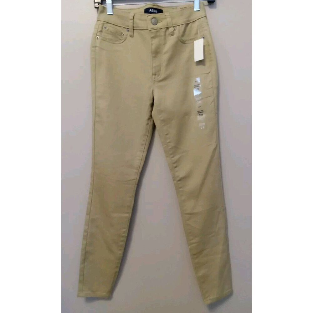 Aero Women High Rise Seriously‎ Stretchy Beige Pants Jeggings Size 2R